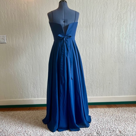 Kleinfeld Sweetheart Chiffon Long Navy Dress Sz - Picture 6 of 7